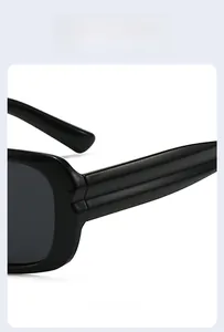 Detailed macro view of black glossy sunglasses frame with textured parallel stripes