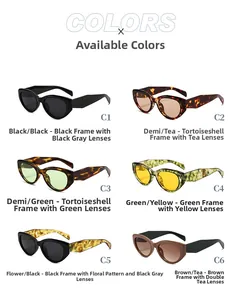 Detailed overview of multi-color cat eye sunglasses frames from C1 to C6 color options