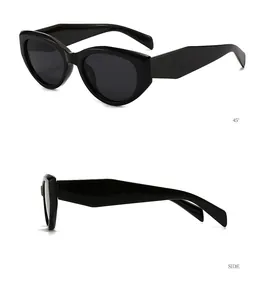 Detailed views of black cat-eye sunglasses from 45 degree and side perspective angles