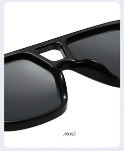Close-up of comfortable integrated nose pads on black pilot aviator sunglasses