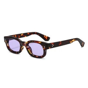 Retro thick tortoiseshell square sunglasses with purple tinted lenses for a trendy look