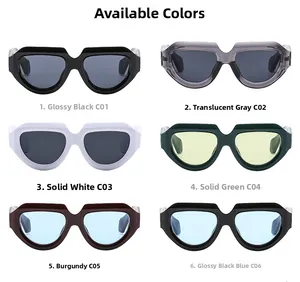 Matrix view of rectangular sunglasses in six different colors from C01 to C06