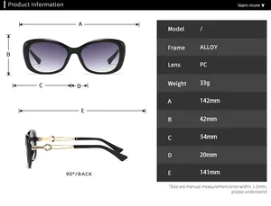 Tableau des tailles détaillé des lunettes en alliage avec dimensions de la monture