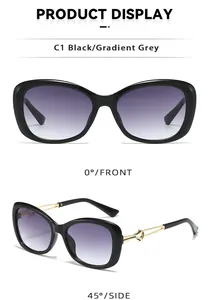 Détail des lunettes de soleil noires avec boucles métalliques dorées sur les branches
