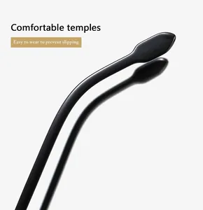 Détail des branches de lunettes noir brillant avec embouts ergonomiques antidérapants