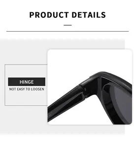 Detail view of durable metal hinge on stylish cat eye sunglasses with product code
