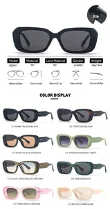 Detailed size specifications for rectangular sunglasses including frame width and weight