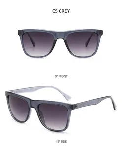 Front and 45-degree side views of C5 Grey translucent fashion sunglasses