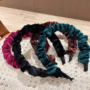 Vintage Samt Haarreifen Set in vier Farben wie Weinrot und Schwarz für Damen Mode