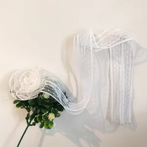 Elegant white lace camellia choker necklace with soft mesh ribbon for women