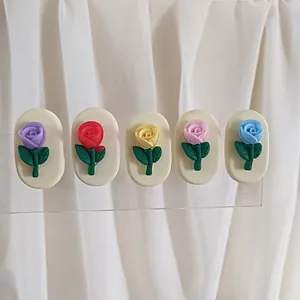 Colorful tulip floral duckbill hair clips set in purple, red, yellow, pink, and blue