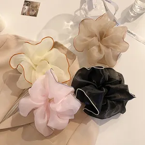Lot de quatre chouchous élégants en organza transparent aux couleurs pastel pour femmes
