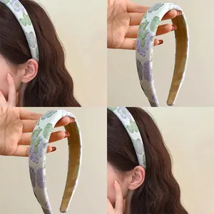 Korean Style French Retro Floral Jacquard Hair Accessories For Women Girls Sweet Handmade Hair Clip Scrunchie Headband Daily Wear Accessory