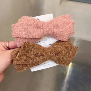 Elegant Women Bowknot Woolen Hair Clip Fashion Plush Hairpin Autumn Winter Accessories Spring Clip Headwear Jewelry