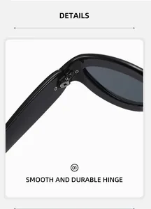 Detail view of the smooth and durable metal hinge on vintage black cat eye sunglasses