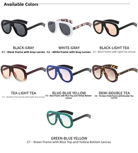 Grid view of oversized sunglasses showing seven stylish color options in a clean layout