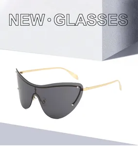 Détail des verres papillon fumés avec branches en métal doré sur lunettes de soleil