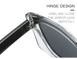 Détail de la charnière métallique robuste sur la monture de lunettes de soleil bicolore