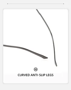 Détail des branches antidérapantes courbées en métal gris sur lunettes punk