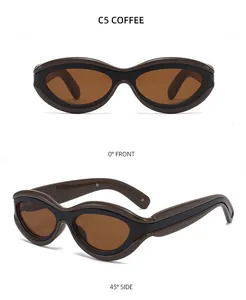 Coffee C5 cat-eye sunglasses featuring a chunky sculpted frame and brown lenses