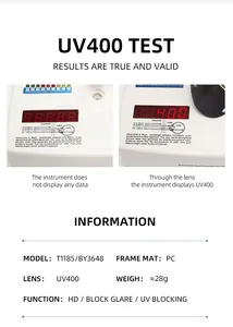 Détails des tests UV400 et spécifications techniques des lunettes de soleil de sport