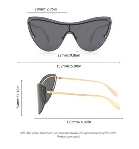 Tableau des tailles détaillé des lunettes de soleil masque sans monture avec dimensions