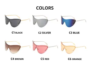 Six couleurs de lunettes de soleil de sport avec monture plate et branches en métal