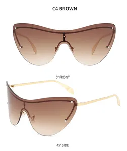 Vues de face et de profil à 45 degrés des lunettes de soleil sport marron avec branches en métal