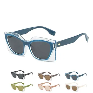 Lunettes de soleil œil-de-chat à double couche avec montures colorées et protection UV