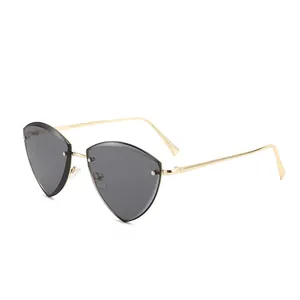 Rimless Triangle Sunglasses For Women Men Fashion Metal Frame UV400 Cat Eye Glasses Hip Hop Punk Streetwear Eyewear