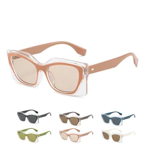Lunettes de soleil œil-de-chat carrées avec monture bicolore et sept options