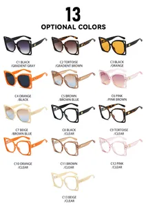 Grid layout showcasing 13 stylish hollow square frame sunglasses in assorted colors
