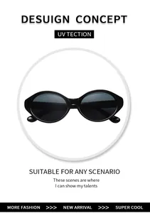 Detalle de gafas de sol vintage ovaladas cat-eye con montura negra brillante y protección UV