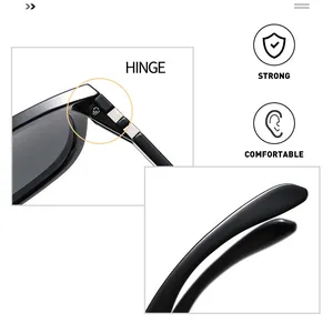 Detail of durable metal hinges and comfortable temple tips on sports polarized sunglasses