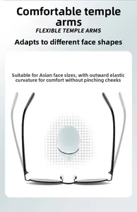 Detail of flexible eyeglass temples with adaptive elastic outward expansion for a perfect fit