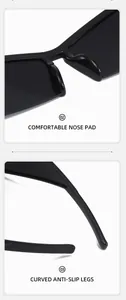 Detalle de las almohadillas nasales integradas y las patillas curvas de estas gafas de sol