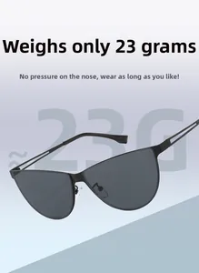 Détail des branches creuses en métal sur ces lunettes œil de chat noires de 23g