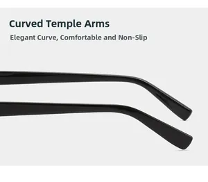Detail of curved temples on black oval sunglasses for a comfortable non-slip fit