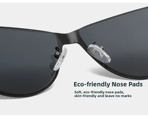 Gros plan sur les plaquettes de nez en silicone souple des lunettes œil de chat