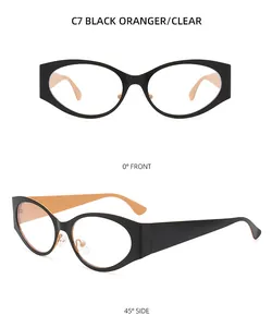 Y2K punk sunglasses detail with black matte frame and vibrant orange inner temples