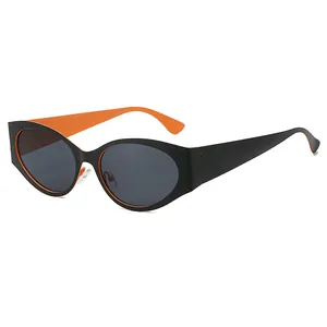 Y2K Punk Cat Eye Sunglasses For Women Men Metal Frame PC Lens UV400 Protection Retro Futuristic Hip Hop Streetwear Eyewear