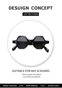 Détail de la monture de lunettes de soleil hexagonale noire avec points argentés