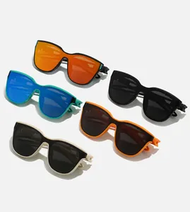 Flat lay of vintage sporty cycling sunglasses in diverse frame colors with matte finish