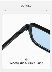 Detailed close-up of smooth metal hinge and printed size specs on double bridge sunglasses