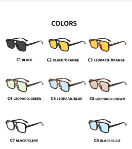 Multiple color options for double-bridge pilot sunglasses including tortoiseshell and black