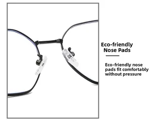 Macro detail of adjustable nose pads and black metal frame for pressure-free fit
