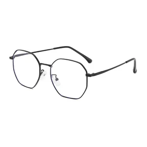 Vintage Polygon Metal Frame Anti Blue Light Glasses For Women Men Geometric Hexagon Optical Eyewear Frame Clear Lens