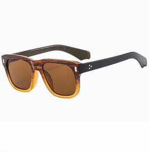 Detail of vintage sunglasses featuring brown wood grain and amber tortoiseshell frame texture