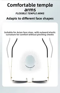 Detail of flexible metal temple arms of rimless sunglasses adaptive to all face shapes
