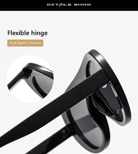 Detail showing the flexible hinge and high quality painting on black aviator sunglasses